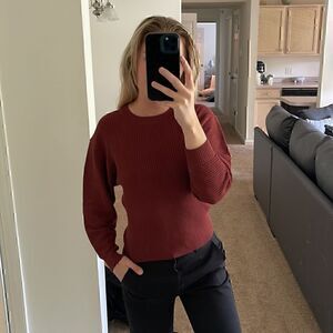 Pink Rose Balloon Sleeve Sweater 